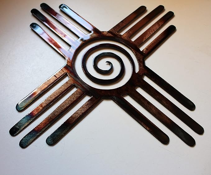 HGartworks Southwestern Zia with Spiral Swirl Center Metal Wall Art Décor 14" 18", 20", 24" 30" or 44" (14")
