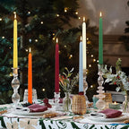 24 Colored Taper Candles, 7-8 Hours Burn Time, Unscented, Smokeless and Dripless, 0.75 x 10 Inch Dinner Candle Set for Household, Wedding, Party and Home Décor Candlesticks