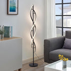Modern Floor Lamp, 40W 3 Colors Stepless Dimmable and Color-Changing Bright Floor Standing Tall Lamp for Living Room,60" Unique Spiral Floor Lamp for Bedroom Office with Remote Black