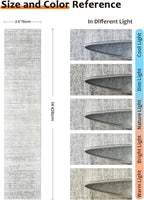 Art&Tuft Non-Slip Runner Rug - 2.5x14 Runner Rug Washable Low-Pile Rugs Runners, Soft Distressed Carpet Runner for Bedroom Bathroom Kitchen Laundry Living Room, Grey