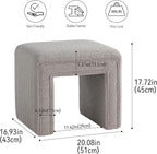 Get Set Style Vanity Stool Chair,Modern Boucle Ottoman Foot Stool with Wooden Legs Sofa Bench Footstool Extra Seat for Vanity,Makeup Room,Living Room,Entryway,Office (Fully Assembled) (Taupe)
