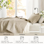 Comfort Spaces Twin Quilt Set Modern Reversible Plaid Coverlet Twin Bedding Set Cozy Quilted Winter Layer, All Season Lightweight Soft Twin Size Quilt, Kienna, Twin/Twin XL Beige 2 Piece