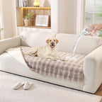 Waterproof Dog Bed Cover Non Slip Couch Cover for Dogs Washable Soft Faux Fur Sofa Cover Couch Covers for 3 Cushion Couch Sofa Pet Friendly (Khaki)