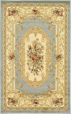 Rugs.com Chateau Collection Rug – 3' x 5' Light Blue Medium Rug Perfect for Entryways, Kitchens, Breakfast Nooks, Accent Pieces
