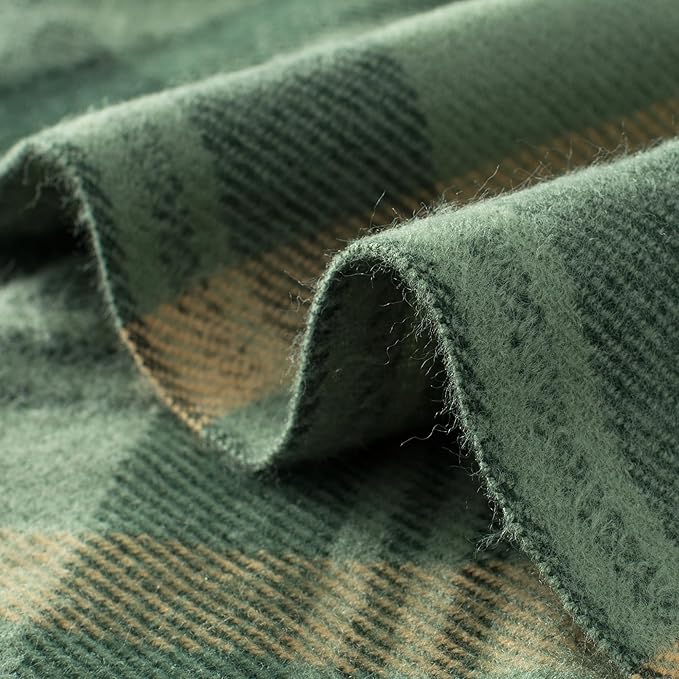 Green Plaid Throw Blanket for Couch,50"X60" Super Soft Cozy Warm Home Decorative Throws with Tassels for Bed Sofa Picnic