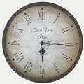 Tasse Verre 12 Inch Vintage Wall Clock - Farmhouse Decor Distressed White Washed Mechanical Quiet Silent - Retro Vintage Hanging Brown Non-Ticking Round