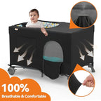 Pamo Babe Blackout Cover for Pack and Play - Baby Playard Cover, Breathable Netting for Indoor or Outdoor Tent