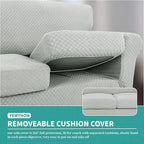 YEMYHOM Latest Checkered 3 Pieces Couch Covers for 2 Cushion Couch High Stretch Thickened Love Seat Sofa Cover for Dogs Pets Anti Slip Elastic Loveseat Slipcover Protector (Ivory), 55"-69"(2 CUSHIONS)