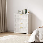 4 Wooden Drawer Dresser for Bedroom Storage, Modern Farmhouse Wood Chest of Drawers with Metal Handles, Wide Storage, Cabinet for Closet, Living Room, or Entryway White