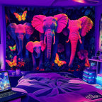 NYZE Elephant Tapestry for Bedroom, Glow in the Dark Room Decor Wall Tapestries, Cool Galaxy Planet Wall Hanging, Wall Hanging for Gamer Room Dorm Living Room 79in×59in