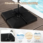 Tangkula 4-Piece 20L Cantilever Offset Patio Umbrella Base, 284 Lbs Heavy-Duty Water & Sand Filled Umbrella Stand, Square Weighted Plate Set with Easy-Fill Spouts, Black
