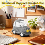 Positive Funny Crochet Car, Emotional Support Mini Handmade Crochet Gift, Inspirational Birthday Gifts for Men Women Friends Boyfriend Dad Coworker, Grey
