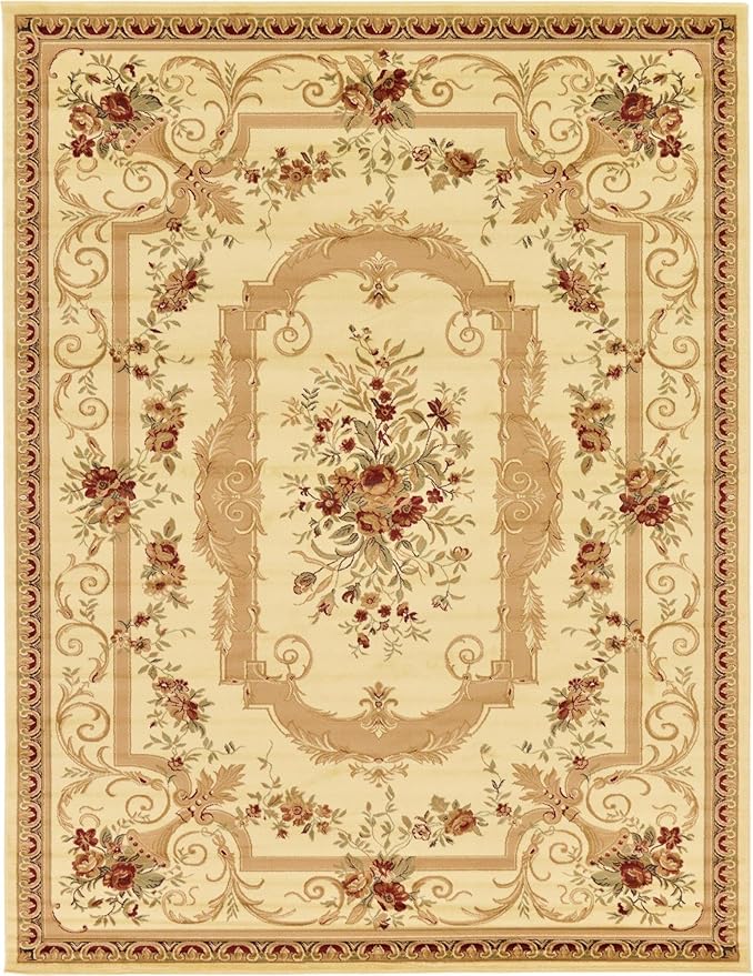 Rugs.com Chateau Collection Rug – 10' x 13' Cream Medium Rug Perfect for Living Rooms, Large Dining Rooms, Open Floorplans
