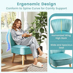 KOMFOTT Velvet Accent Chair, Modern Armless Sofa Chair with Solid Rubber Wood Legs, Wingback Leisure Chair with Thick Cushion, Upholstered Side Chair for Living Room, Bedroom, Turquoise