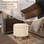Homepop Home Decor Upholstered Round Tufted Foot Rest Ottoman Ottoman with Storage for Living Room & Bedroom Decorative Home Furniture, Twine Small