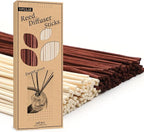VFULIE 100PCS Reed Diffuser Sticks, 10 Inch Natural Rattan Wood Sticks Essential Oil Aroma Diffuser Sticks Refill Replacement for Aroma Fragrance (Brown and White)