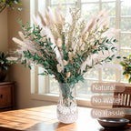 Green Pampas Grass Bouquet – Boho Home & Wedding Floral Arrangements – Dried Pampas Grass Decor for Living Room, Fireplace, and Modern Farmhouse