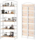 JSB No Assembly Folding Bookshelf, 5 Tier Book Shelf for Storage, Vintage Wood Foldable Bookcase for Living Room, Bedroom, Office Organization Shelves