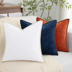 decorUhome Spring Chenille Soft Cozy Throw Pillow Covers 12x20 Set of 2, Modern Farmhouse Boho Velvet Decorative Pillow Cases with Stitched Edge for Couch Sofa Bed Home Decor, Poseidon