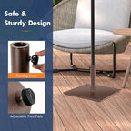 Giantex 35 lbs Patio Umbrella Base, 20 inch Heavy Duty Square Outdoor Umbrella Stand for 1.6''-1.9'' Poles, 4 Adjustable Pads Anchor Holes, Umbrella Holder for Deck Yard Poolside Garden, Brown