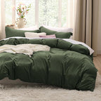Bedsure Olive Green California King Duvet Cover - Prewashed Cotton-Like Extra Soft Bedding Set, Includes 1 Cal King Duvet Cover 104x98 Inches with Zipper Closure & 2 Pillow Shams, No Comforter