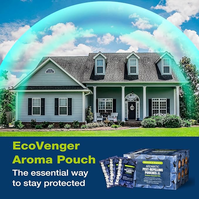 EcoVenger Pest Control Aroma Sachets 12-PK, Sachet Bags for Natural Insect Repellent, Moths, Mosquitoes, Roaches, Centipede, Spiders, Mice, Peppermint/Cedar/Lemongrass, 100% Natural, Child & Pet Safe