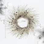 Winter Birch Pinecone Wreath - 26 Inch Winter Front Door Wreath with Pinecone Needle for Front Door or Indoor Home Wall Window Christmas Decor