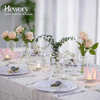 Glass Bud Vases for Flowers - Hewory Blown Modern Small Glass Vases for Centerpieces Set of 12, Mini Clear Bulk Flower Vases for Wedding Party Events Home Decor Floral Arrangement (Not Include Flower)