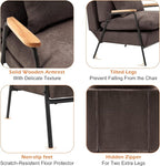 MCombo Accent Recliner Chair with Ottoman, Modern Fabric Armchair, Upholstered Sofa Bed for Living Room Bedroom, Small Space 4055 (Black Frame, Brown)