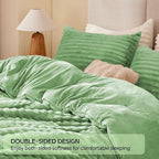 BEDELITE Fleece Full Comforter Set -Super Soft & Warm Fluffy Green Bedding, Luxury Fuzzy Heavy Bed Set for Winter with 2 Pillow Cases