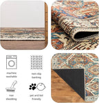 Keen Home Design 6x9 Rug - Machine Washable Area Rug with Non-Slip Backing, Ideal for Living Room, Dining Room, Bedroom - Vintage, Easy Clean, Durable, Low Pile Rug - (6' x 9')