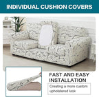 KRFOONN 3 Piece Printed Couch Cover for 2 Cushion Couch Stretch Sofa Loveseat Slipcover with 2 Separate Seat Cushion Covers Furniture Protector with Elastic Bottom for Living Room (Loveseat, 58)