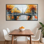KLAKLA Black and White Canvas Wall Art for Living Room Bedroom Bathroom Orange Paris Theme Room Decor Oil Painting Print Tower Eiffel Painting for Wall Decor 24x48 Inches