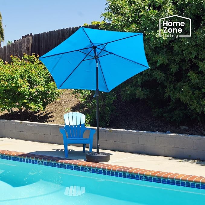 Home Zone Living 40lb Round Fillable Patio Umbrella Base Stand, 18in, Pole Holder, Water, Sand, Fits Poles Up to 1.9in(48mm) Diameter, UV Resistant, Lawn, Deck, Backyard, Garden, Spa, Pool, USA-Based