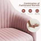 Warmiehomy Desk Chair, Velvet Office Chair for Home Office, Comfy Vanity Chair, Girl Cute Makeup Chair with Arm Rest for Bedroom Dressing Room, Pink