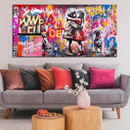 CIRABKY Colorful Canvas Wall-Art - Graffiti Art Wall Decor for Living Room - Boy and Girl Print Big Painting Size 29" x 59"