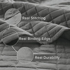 Comfort Spaces Kienna Quilt Set- Double Sided Stitching Design Summer Blanket, Lightweight, Soft, All Season Bedding Layer, Matching Sham, Charcoal, Coverlet Twin/Twin XL(66"x90") 2 Piece