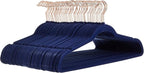 Amazon Basics Slim Velvet, Non-Slip Suit Clothes Hangers, Pack of 50, Navy Blue/Rose Gold