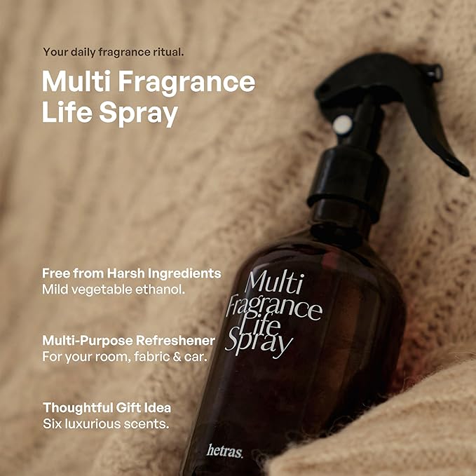 hetras Multi Fragrance Life Spray 10.14 fl oz x 2 Pack | Pure Laundry - Fresh & Warm Scent | Non-Aerosol Odor Freshener Room Mist for Room, Closet, Fabric | Infused with Essential Oils