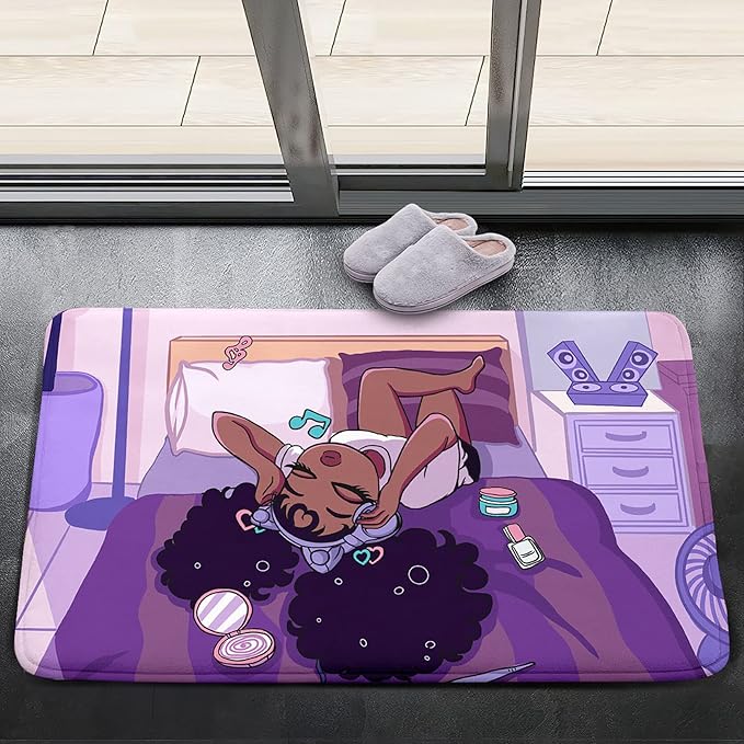 African American Black Girl Magic Rug - Afor Black Magic Girls Area Rug for Bedroom Purple Art Music Girl Carpet for Kids Room Living Room Floor Mats, 2x3 Feet