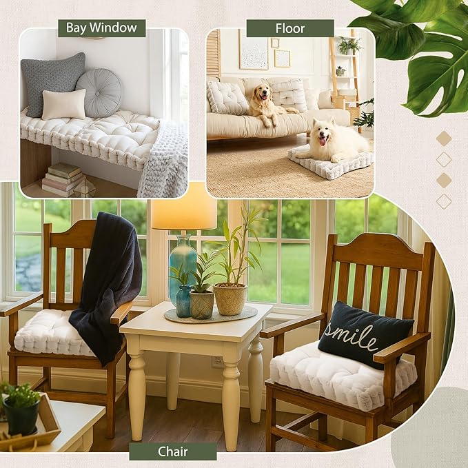 Jerify Floor Pillow Cushions 22 x 22 Inch Round Square Large Meditation Floor Pillow for Classroom Adult Meditation Picnic Party Seating Learning Daycare School (20x20x5',Square,Ivory White)