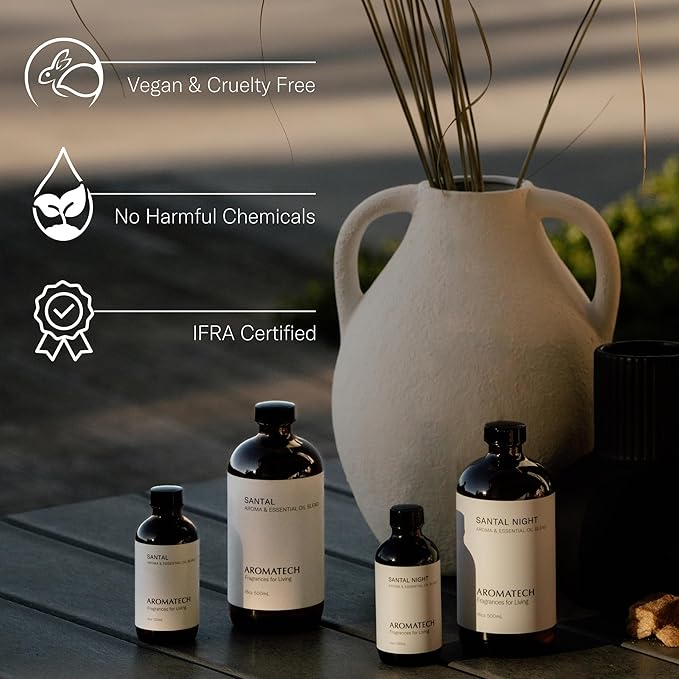 AromaTech Palo Santo & Amber Premium Aroma Oil – Grounding & Inspiring Home Fragrance with Notes of Clary Sage & Lavandin for Scent Diffusers, Cold-Air and UltraSonic Scent Machines (120 mL)