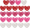 STMK Natural Rattan Decorative Balls, 24 Pcs 2.36" Heart Shaped, for Valentine's Day Decor, DIY Vase Bowl Filler, Wedding Decoration (Red, Rose, Pink, White)