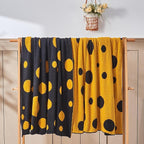 CozeCube Super Soft Fullfy Microfiber Reversible Knitted Blankets, Warm Cozy Fuzzy Plush Throw, Black and Yellow Polka Dot Throw Blanket for Couch Bed Sofa, 50" x 60"