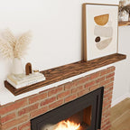 60'' Pine Wood Floating Shelf for Wall - Rustic Wall Mounted Wooden Shelf for Stylish Home Décor, Fireplace Mantel 60inch (Light Walnut, 60x8x2) - 1pcs