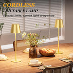 Kakanuo 20" Cordless Table Lamp Rechargeable Gold - 2 Pack 5000mAH Battery Operated Lamp for Counter, 3 Color Stepless Dimming Wireless Lamp for Dining Kitchen, Outdoor Patio, Touch Control