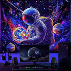 NYZE Astronaut Space Tapestry for Bedroom, Glow in the Dark Room Decor Wall Tapestries, Cool Galaxy Planet Wall Hanging, Wall Hanging for Men Guys Gamer Room Dorm Living Room 79in×59in