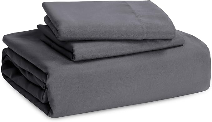 Bedsure Duvet Cover Full Size with Fitted Sheet - 4 Pieces Prewashed Cotton-Like Extra Soft Bedding Set, Includes 1 Duvet Cover 80x90 Inches, 2 Pillow Shams, 1 Fitted Sheet, Dark Grey