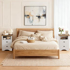 JUMMICO Farmhouse Nightstands, End Table with 2 Storage Drawers and Open Shelf, Rustic Bedside Table for Bedroom, Living Room(2, White)