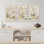 MUDECOR Framed Wall Art Print Set Blooming Wildflowers Illustrations Modern Art Decorative Colorful Chic for Living Room, Bedroom, Office - 24"x36"x3 White